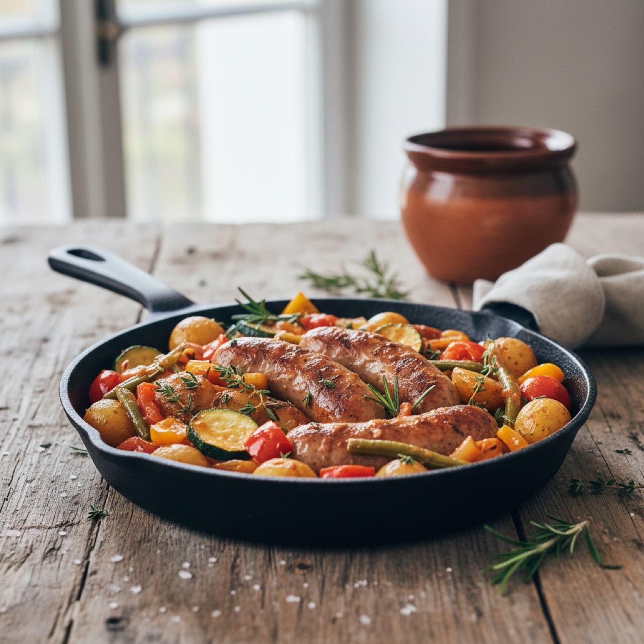 Poêlée de légumes et diot