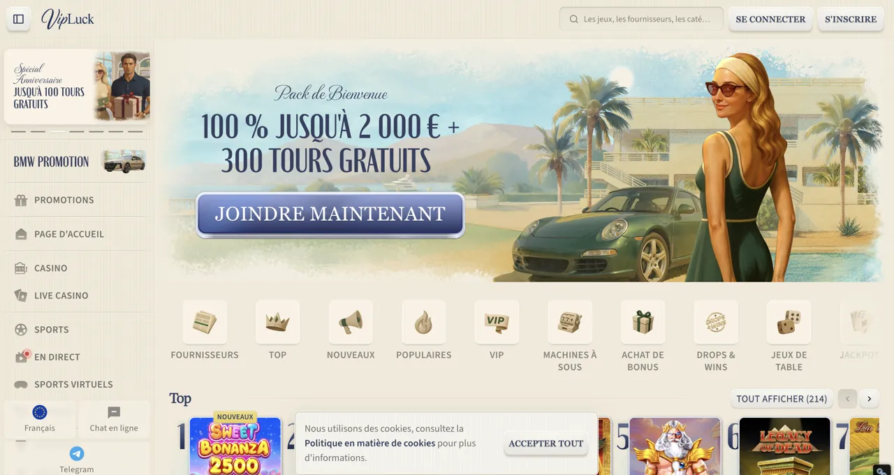 le meilleur programme VIP, aperçu de la plateforme VipLuck
